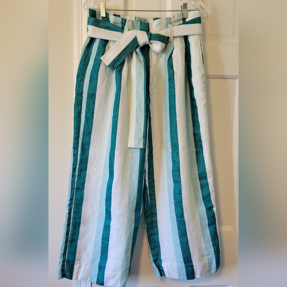 J. Crew Linen Paper Bag High Waist Belted Cabana Pants - Picture 4 of 7